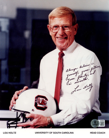 Lou Holtz Signed South Carolina Gamecocks 8x10 Photo