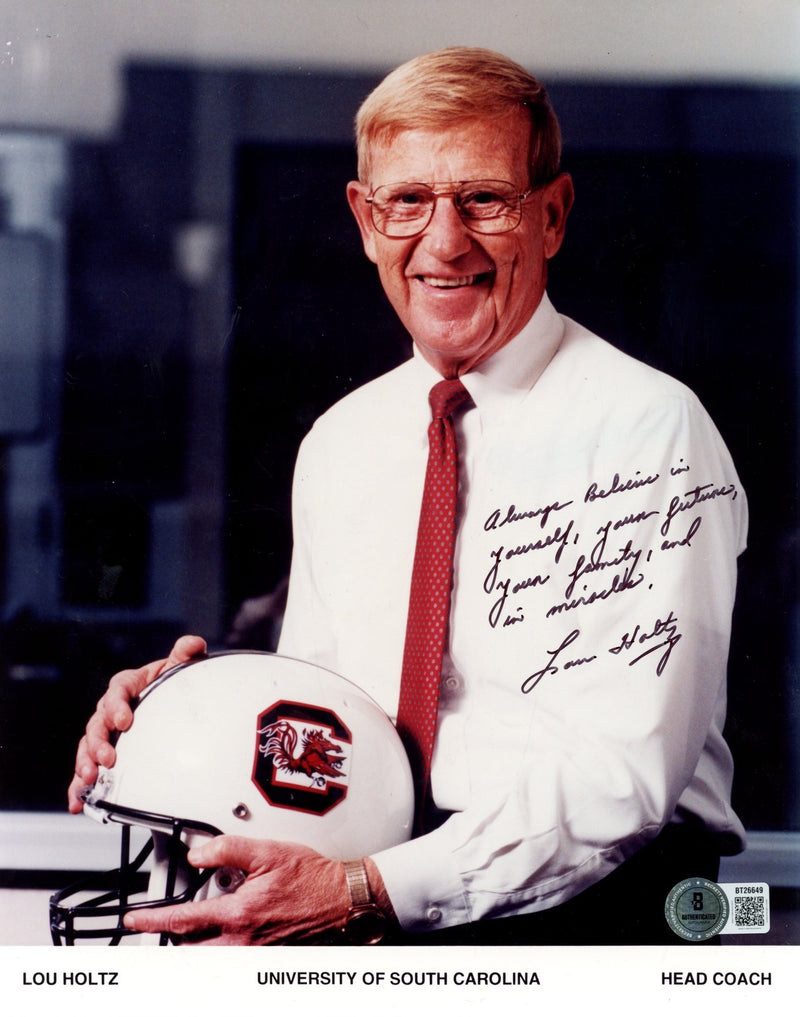 Lou Holtz Signed South Carolina Gamecocks 8x10 Photo