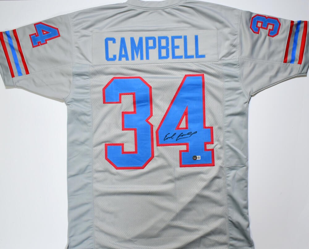 Earl Campbell Signed Grey Custom Football Jersey