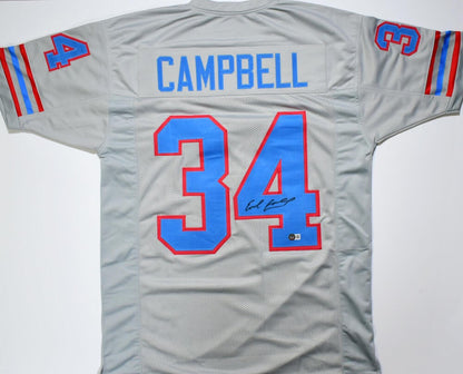 Earl Campbell Signed Grey Custom Football Jersey