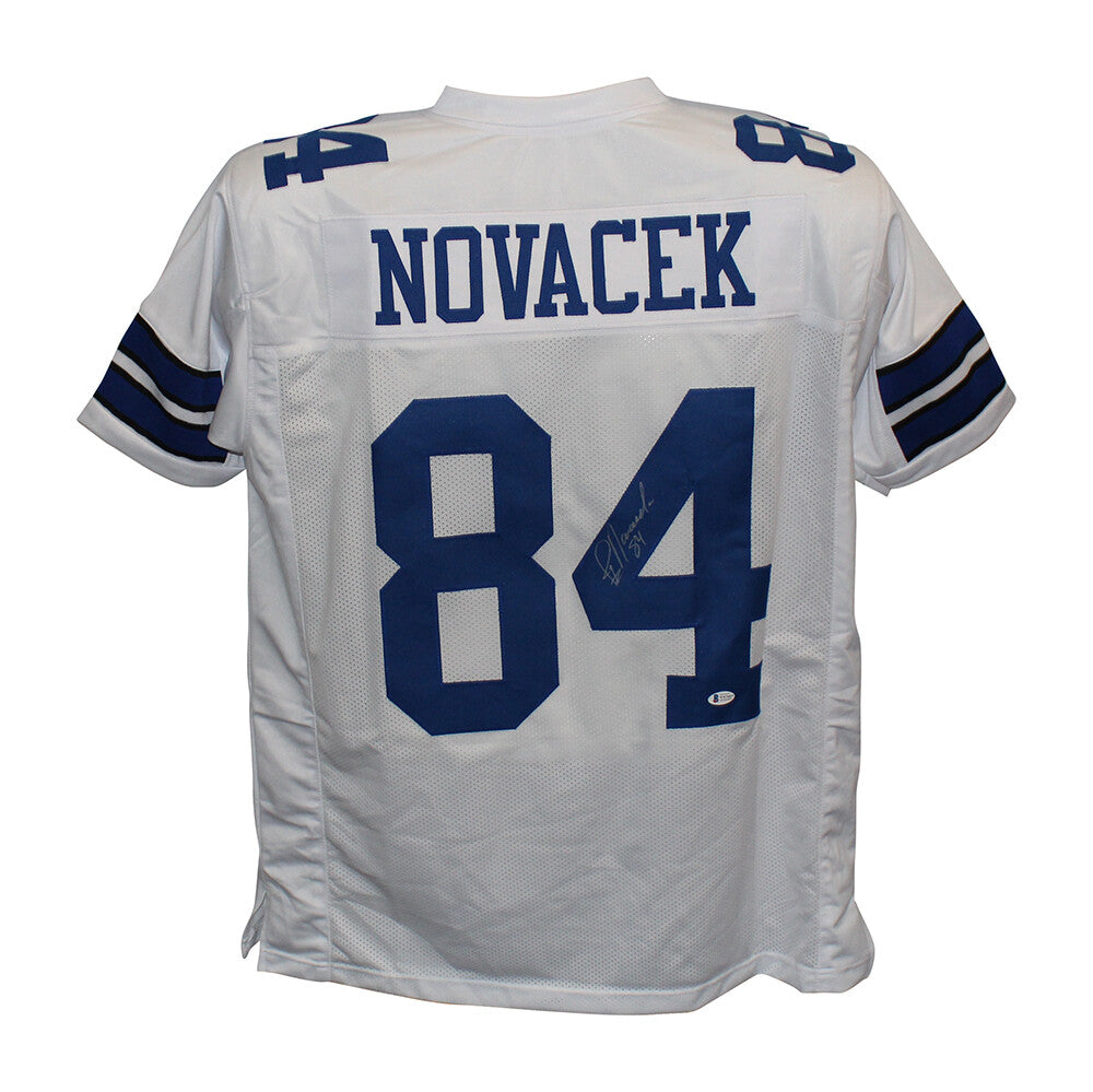 Jay Novacek Signed Dallas Cowboys Custom White Jersey (Beckett COA)