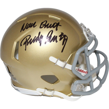 Rudy Ruettiger Autographed Notre Dame Fighting Irish Speed Mini Helmet