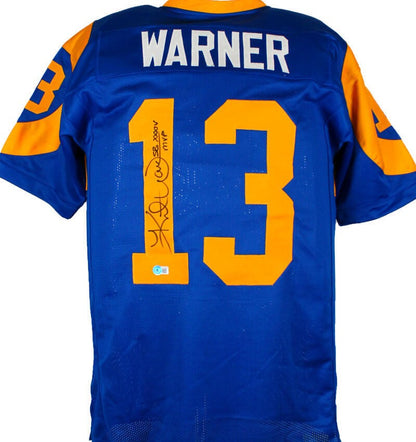 Kurt Warner Signed St. Louis Rams Custom Jersey Inscribed SB MVP