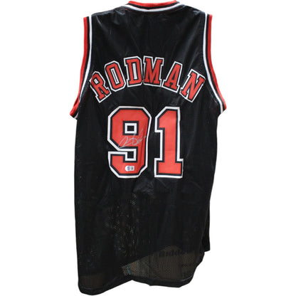 Dennis Rodman Signed Pro Style Black Custom Jersey (BAS COA)