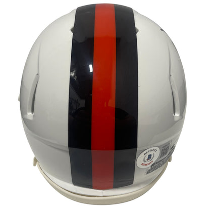 David Njoku Cleveland Browns Signed Alternate White Mini Helmet (BAS COA)