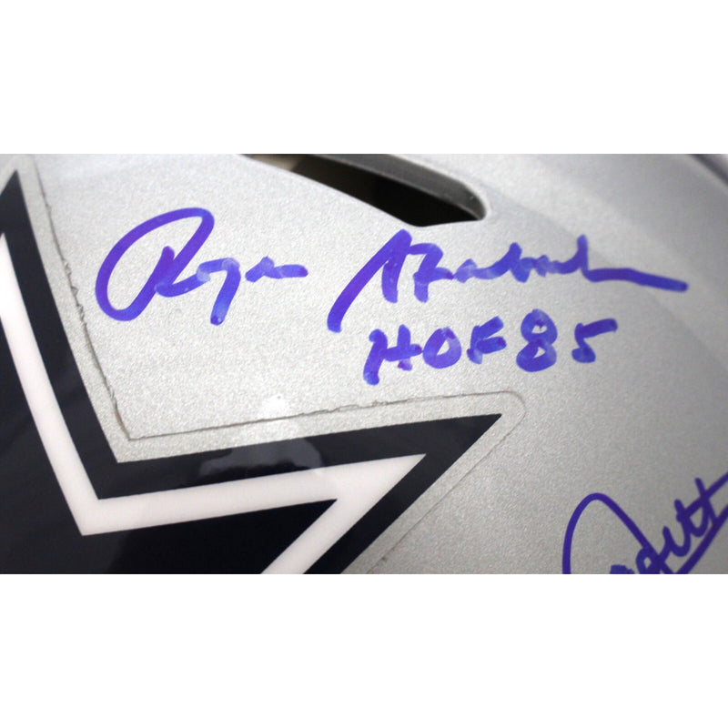 Drew Pearson, Roger Staubach & Tony Dorsett Signed Cowboys Full Size Helmet