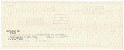 Vin Scully Autographed 1990 First Interstate Bank Check