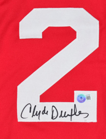 Clyde Drexler Autographed Red Custom Jersey