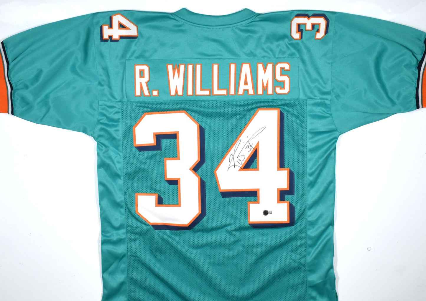 Ricky Williams Autographed Miami Dolphins Teal Custom Jersey