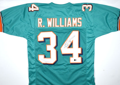 Ricky Williams Autographed Miami Dolphins Teal Custom Jersey