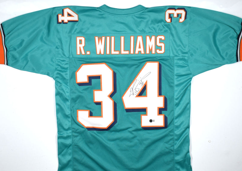 Ricky Williams Autographed Miami Dolphins Teal Custom Jersey
