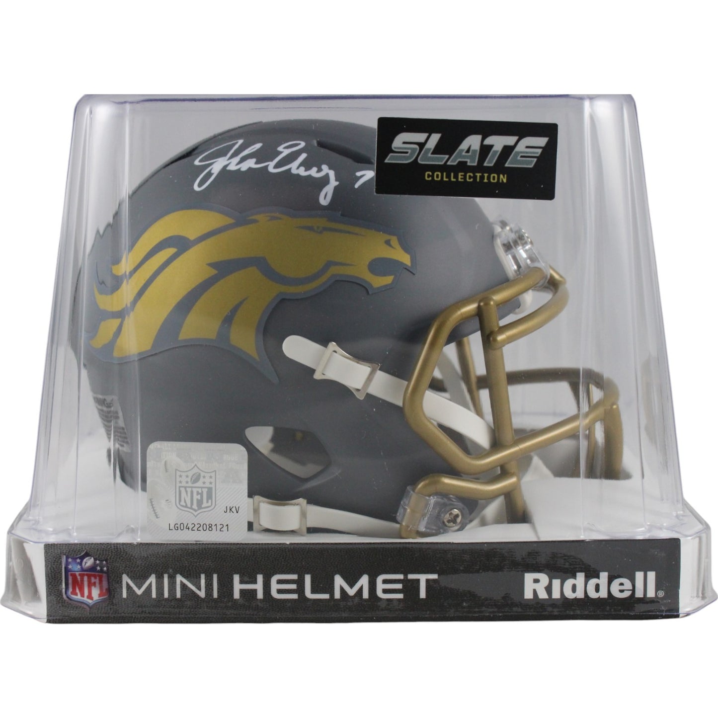 John Elway Denver Broncos Signed Slate Mini Helmet (Beckett COA)