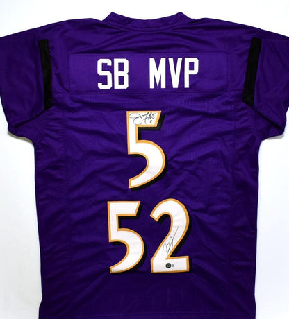 Ray Lewis & Joe Flacco Autographed Baltimore Ravens Purple Jersey