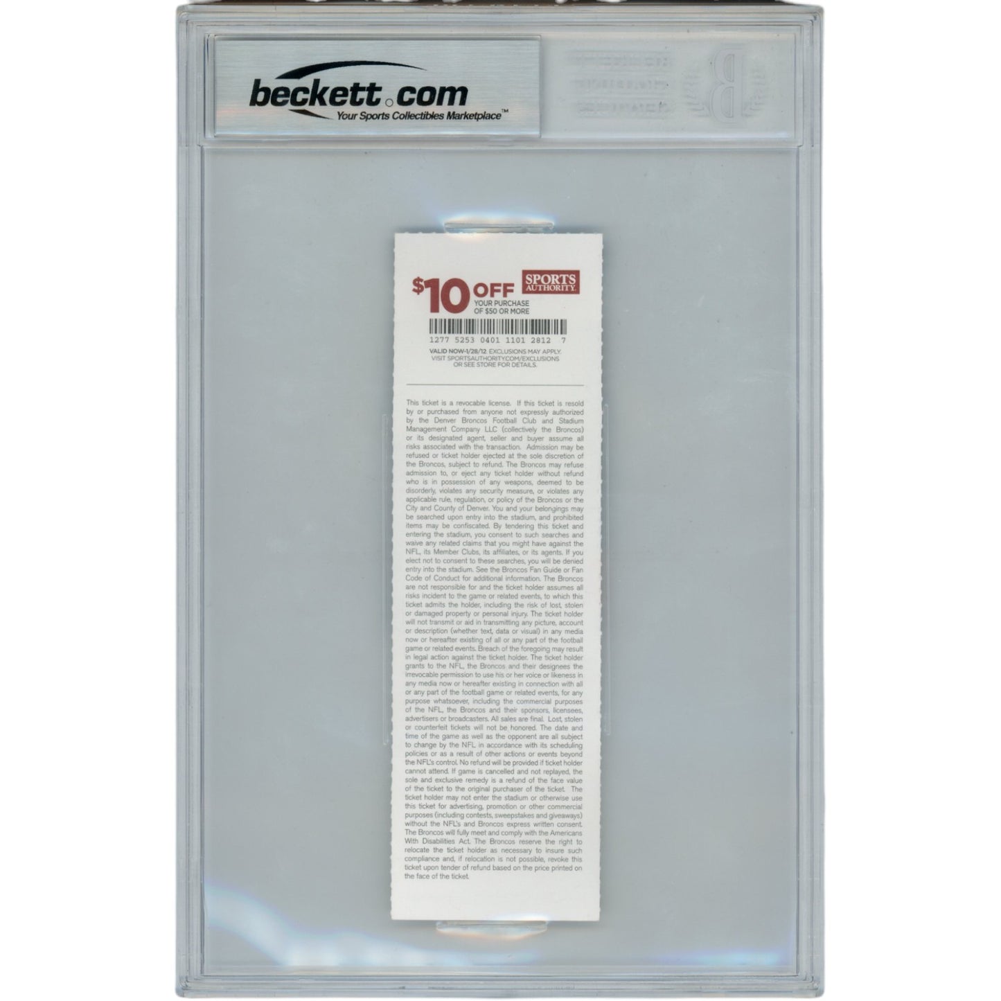 Von Miller Autographed 1st NFL Sack Inscribed Ticket Stub (BAS Slabbed)