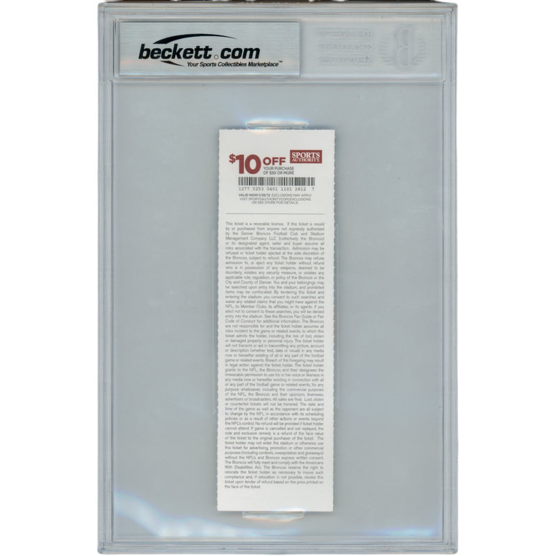 Von Miller Autographed 1st NFL Sack Inscribed Ticket Stub (BAS Slabbed)