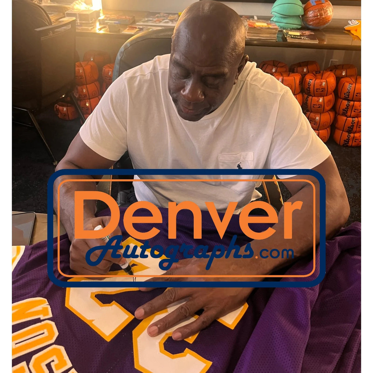 Magic Johnson Autographed Los Angeles Lakers Showtime Purple Jersey
