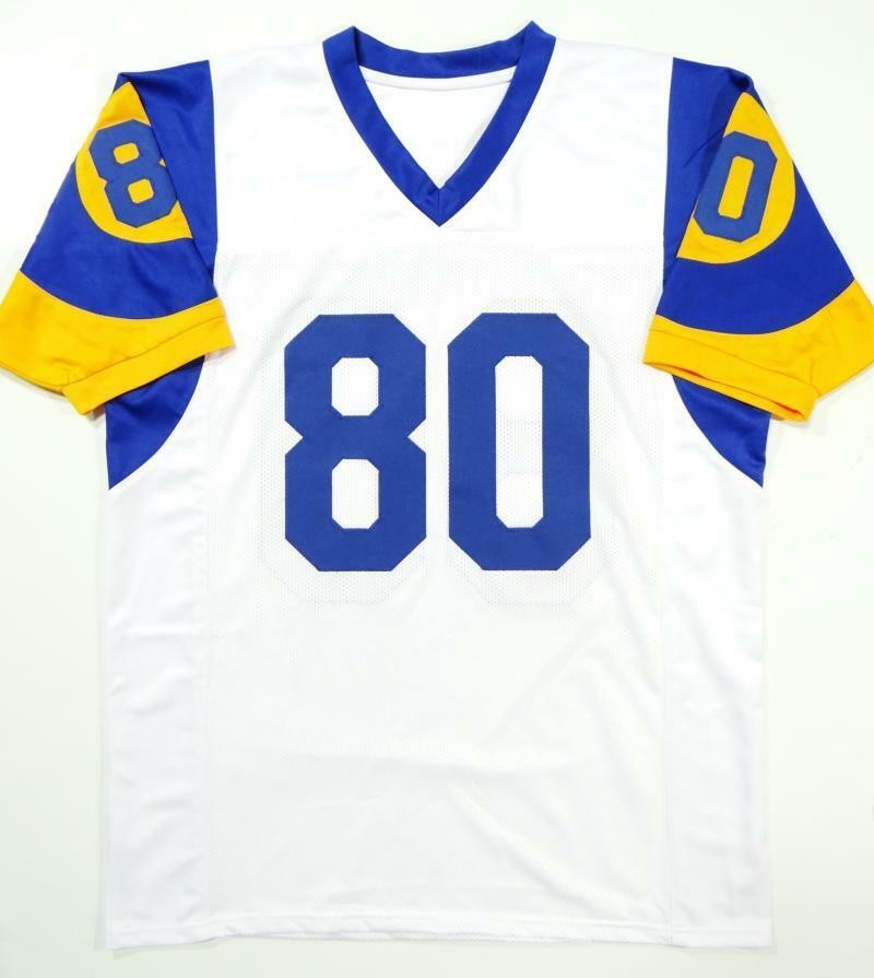 Isaac Bruce Autographed White Custom Jersey