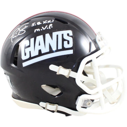 Phil Simms New York Giants Signed Throwback Mini Helmet SB XXI MVP