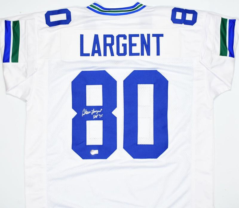 Steve Largent Signed Seattle Seahawks White Custom Jersey - HOF Inscribed