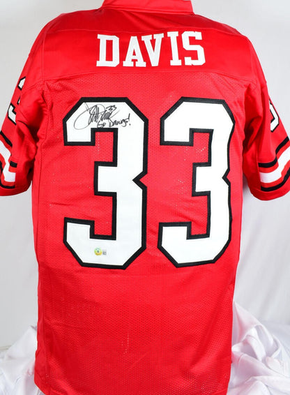 Terrell Davis Autographed Georgia Bulldogs Jersey Red Inscribed "Go Dawgs"