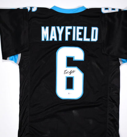Baker Mayfield Autographed Carolina Panthers Black Custom Jersey