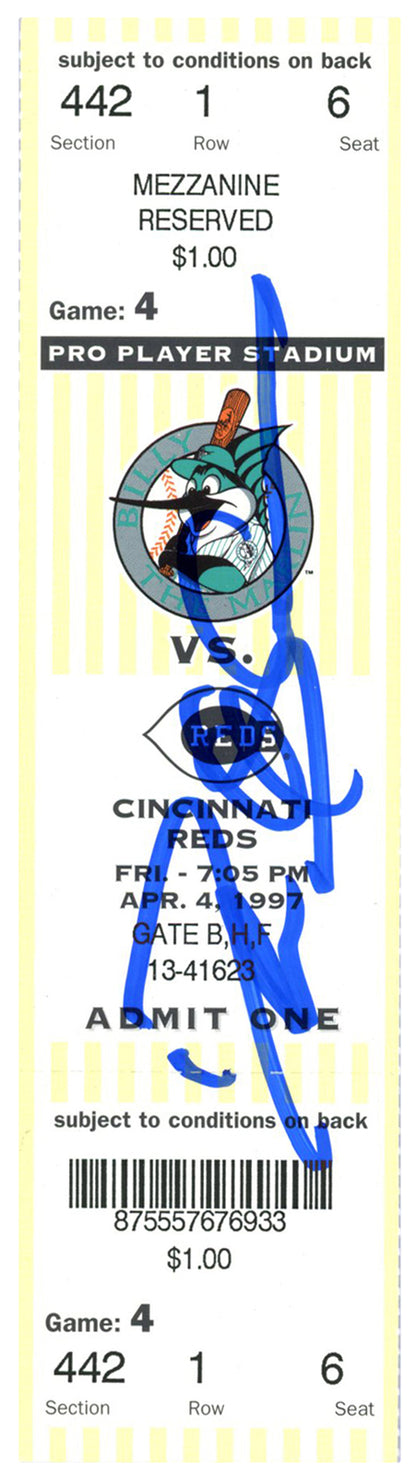 Deion Sanders Signed Cincinnati Reds 4/4/1997 Game Ticket Stub BAS