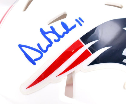 Drew Bledsoe Autographed New England Patriots Flat White Speed Mini Helmet