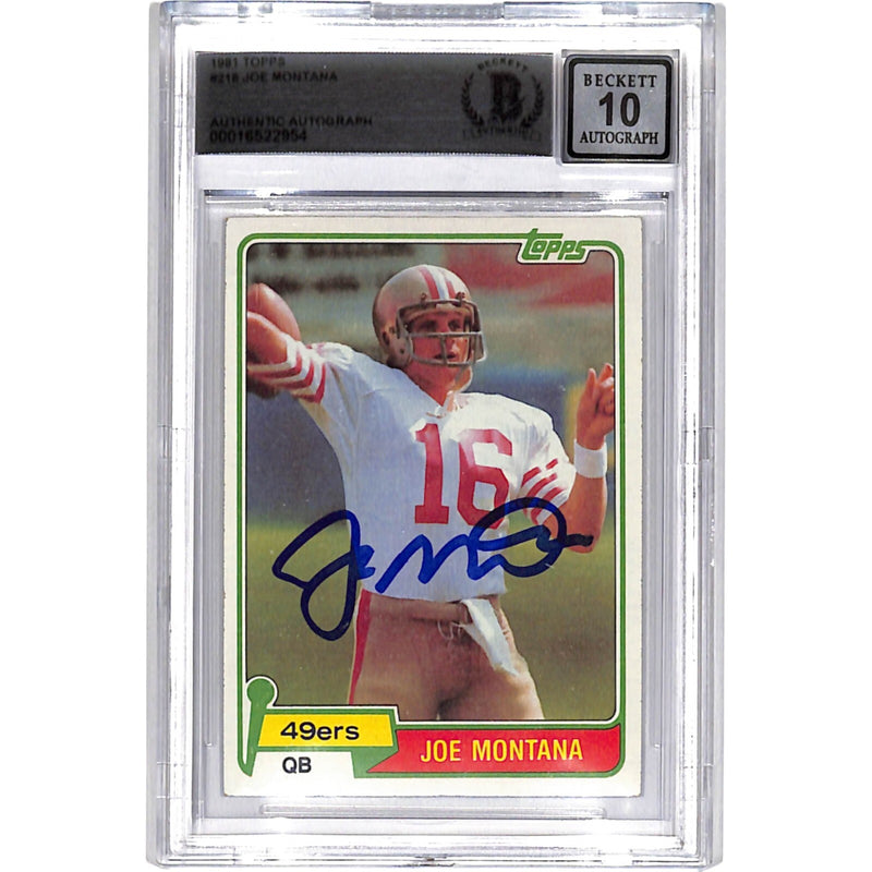 Joe Montana Signed 1981 Topps #216 Rookie Card Beckett 10 Auto