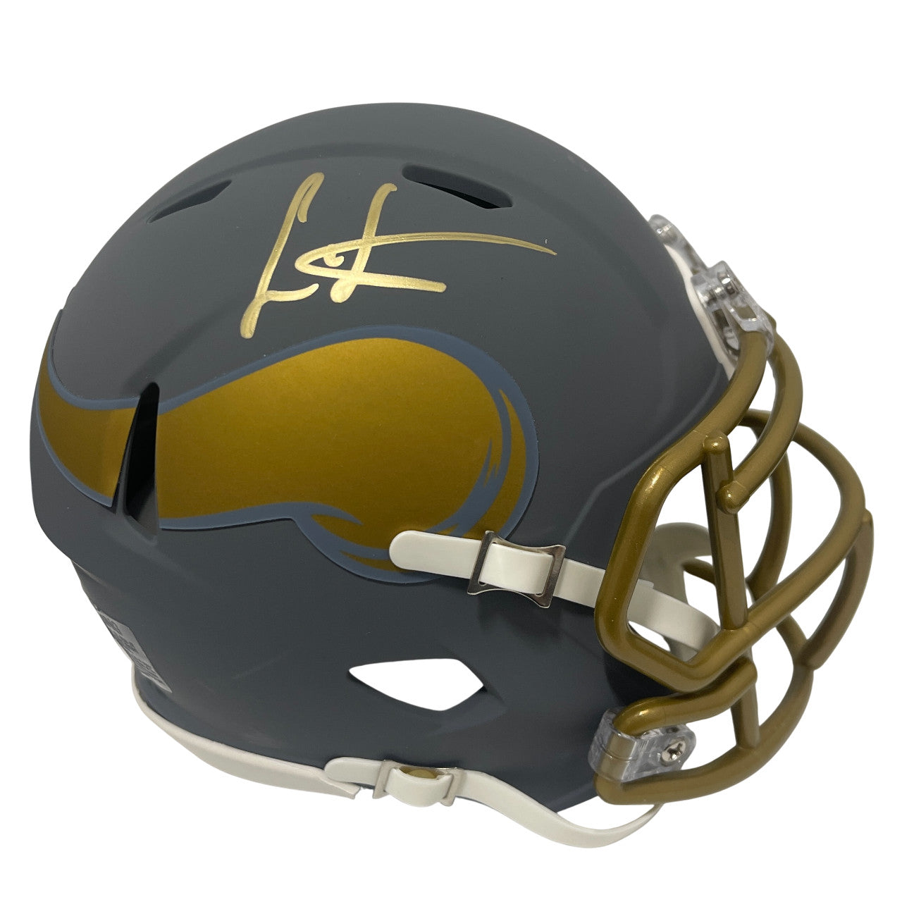 Cris Carter Signed Minnesota Vikings Slate Mini Helmet Beckett BAS