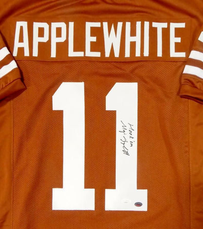 Major Applewhite Signed Orange Custom Jersey "Hook Em"