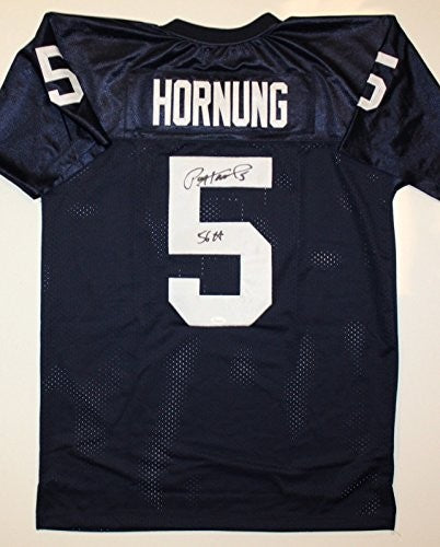 Paul Hornung Signed Navy Blue College Style Jersey - 56 HT Inscription