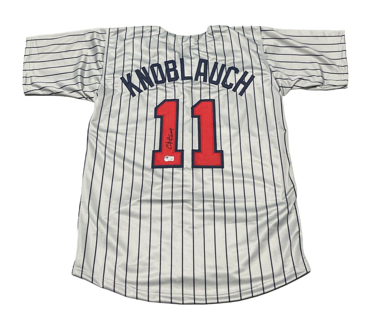 Chuck Knoblauch Signed Minnesota Custom Jersey (91 AL ROY Inscription)