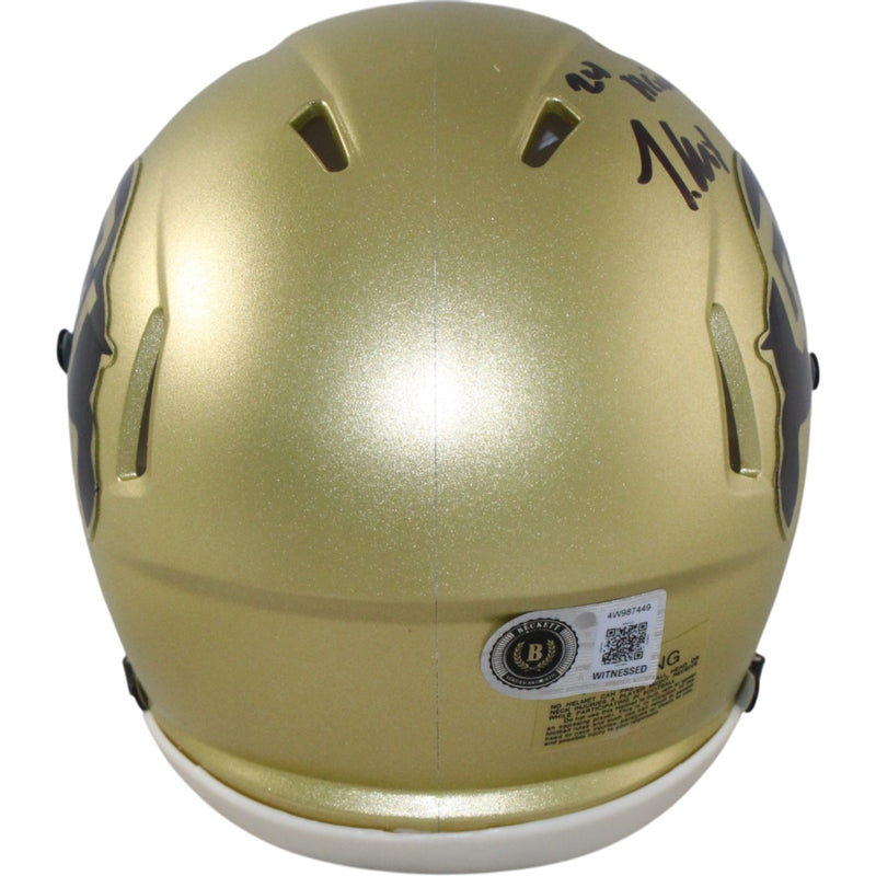 Travis Hunter Signed Colorado Buffaloes Mini Helmet with Heisman Inscription