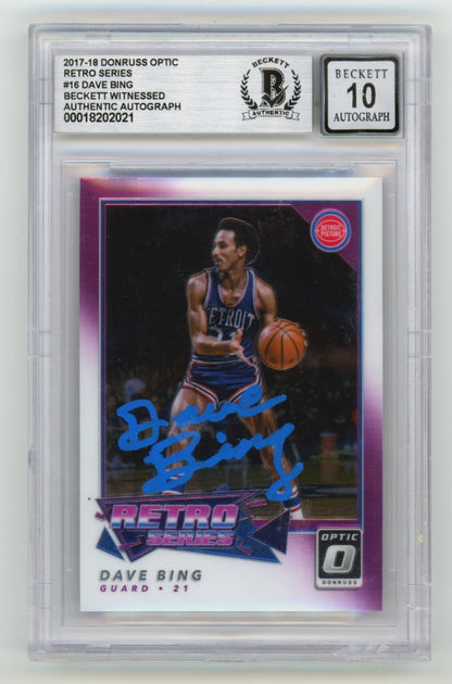 Dave Bing Signed 2017-18 Donruss Optic Retro Series Card (BGS 10 Auto)