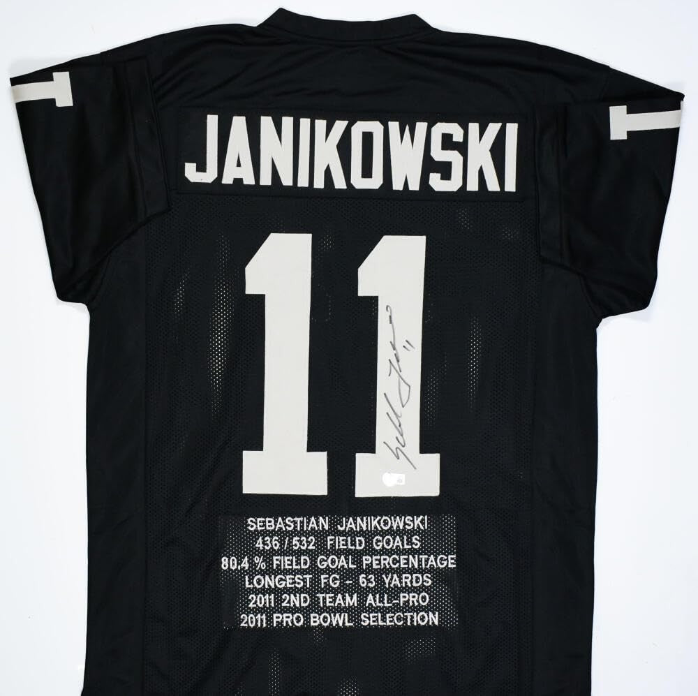 Sebastian Janikowski Signed Black Custom Football Jersey