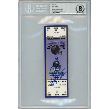 Ray Lewis Autographed Baltimore Ravens 8/3/96 Full Ticket Stub (BAS)