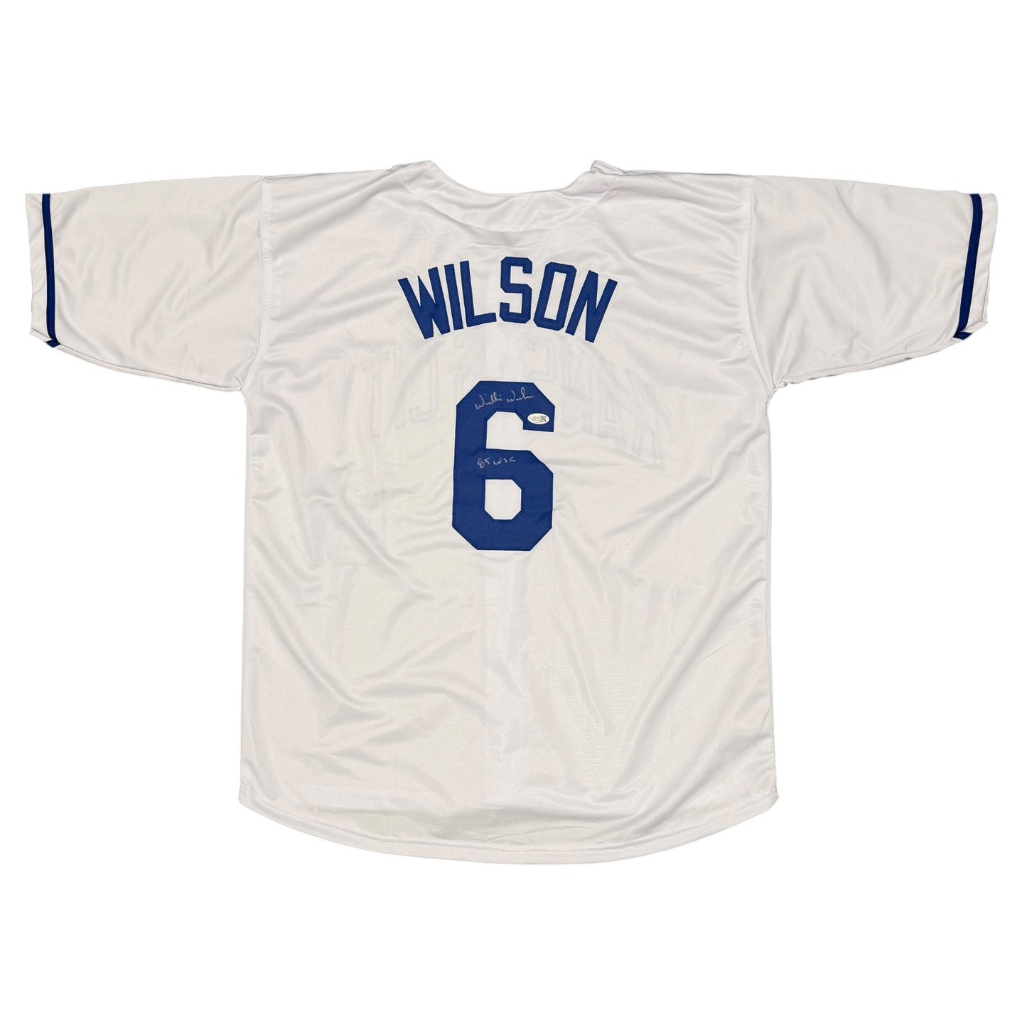 Willie Wilson Signed Kansas City Royals Custom Jersey - 1985 WSC Inscription