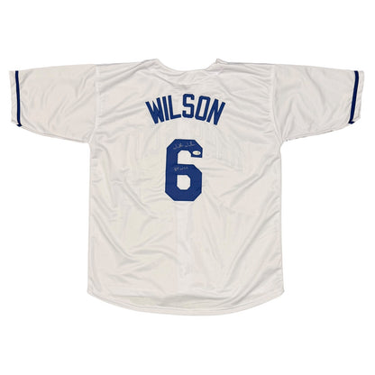 Willie Wilson Signed Kansas City Royals Custom Jersey - 1985 WSC Inscription