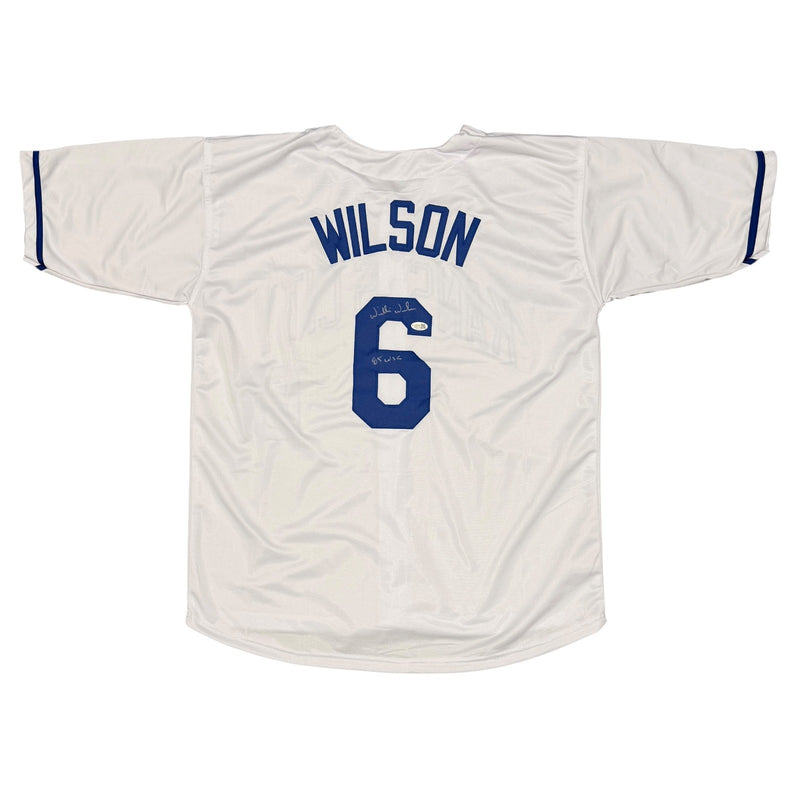 Willie Wilson Signed Kansas City Royals Custom Jersey - 1985 WSC Inscription