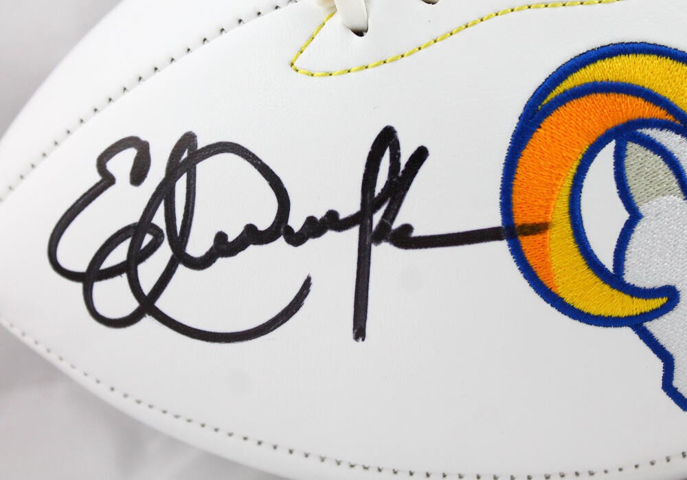 Eric Dickerson Signed Los Angeles Rams Logo Football Inscribed HOF 99