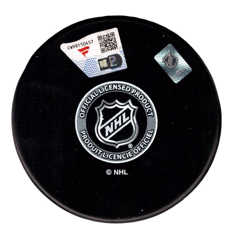 Connor Hellebuyck Signed Winnipeg Jets Logo Puck - Secretary of Defense