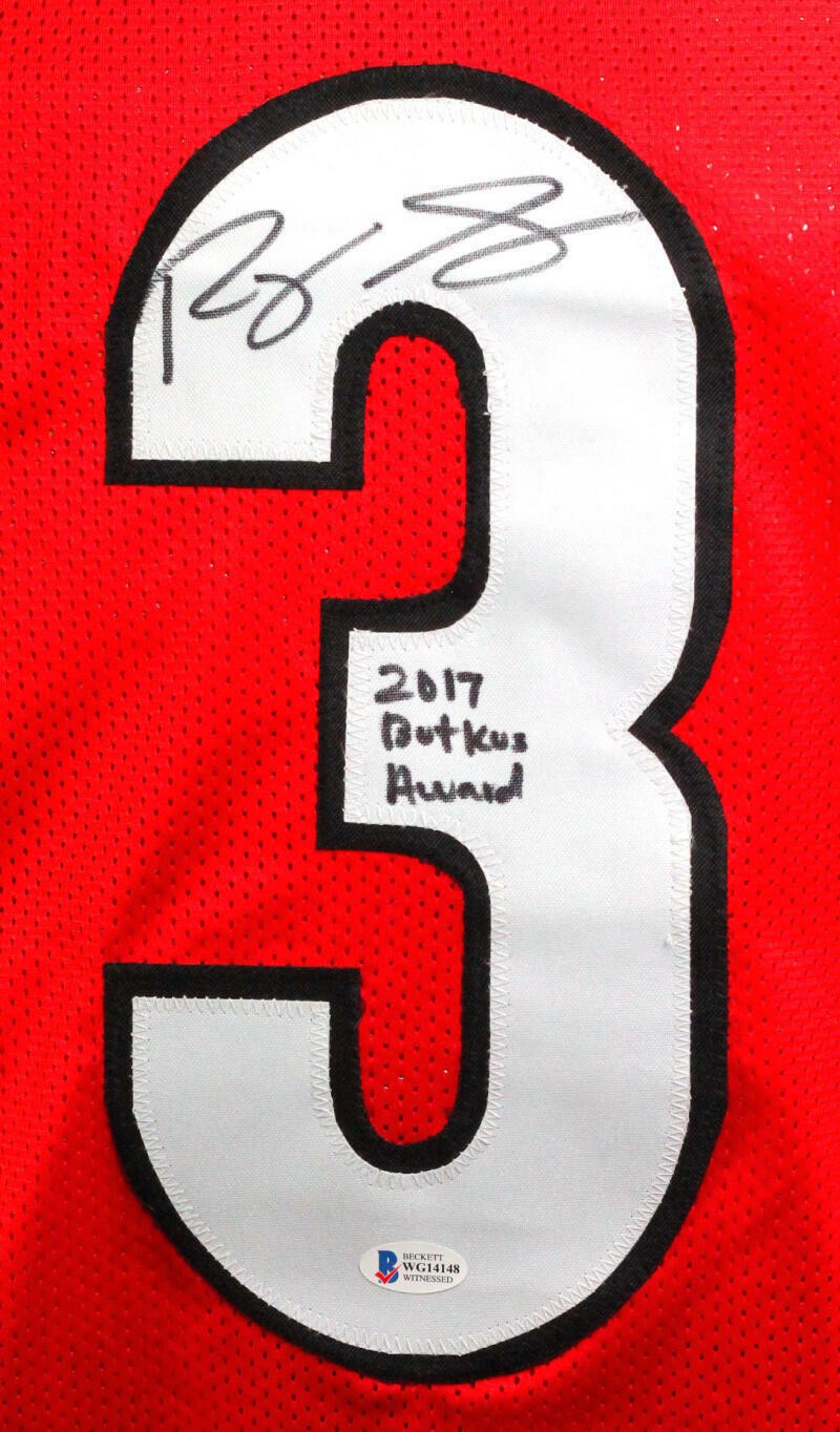 Roquan Smith Autographed Georgia Custom Red Jersey Butkus Award Inscription