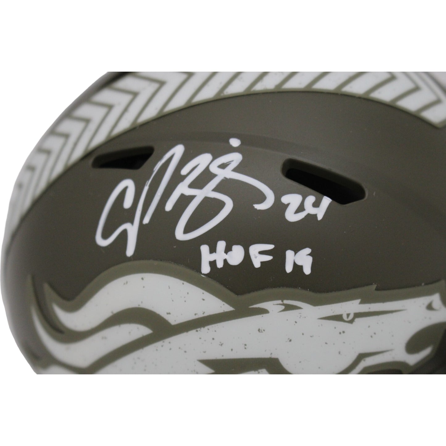 Champ Bailey Signed Denver Broncos Salute to Service Mini Helmet HOF