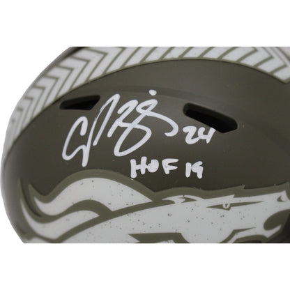 Champ Bailey Signed Denver Broncos Salute to Service Mini Helmet HOF
