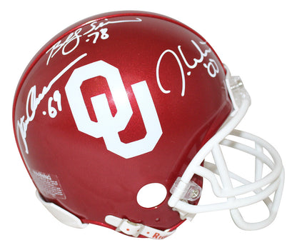 Steve Owens, Billy Sims & Jason White Signed Oklahoma Sooners Mini Helmet