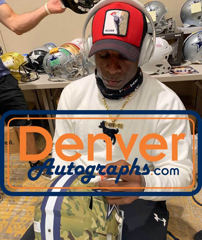 Deion Sanders Signed Dallas Cowboys Full Size Camo Speed Helmet