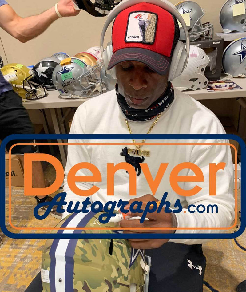 Deion Sanders Signed Dallas Cowboys Full Size Camo Speed Helmet
