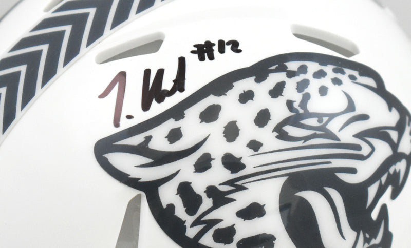 Travis Hunter Signed Jacksonville Jaguars 2024 Salute to Service Mini Helmet