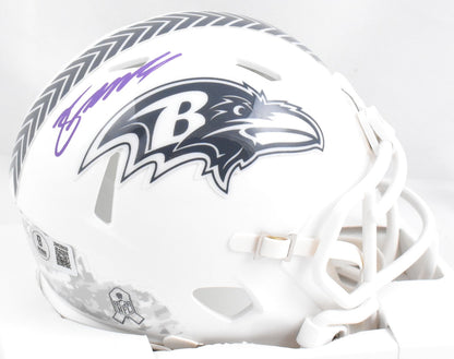 Zay Flowers Signed Baltimore Ravens 2024 Salute to Service Mini Helmet