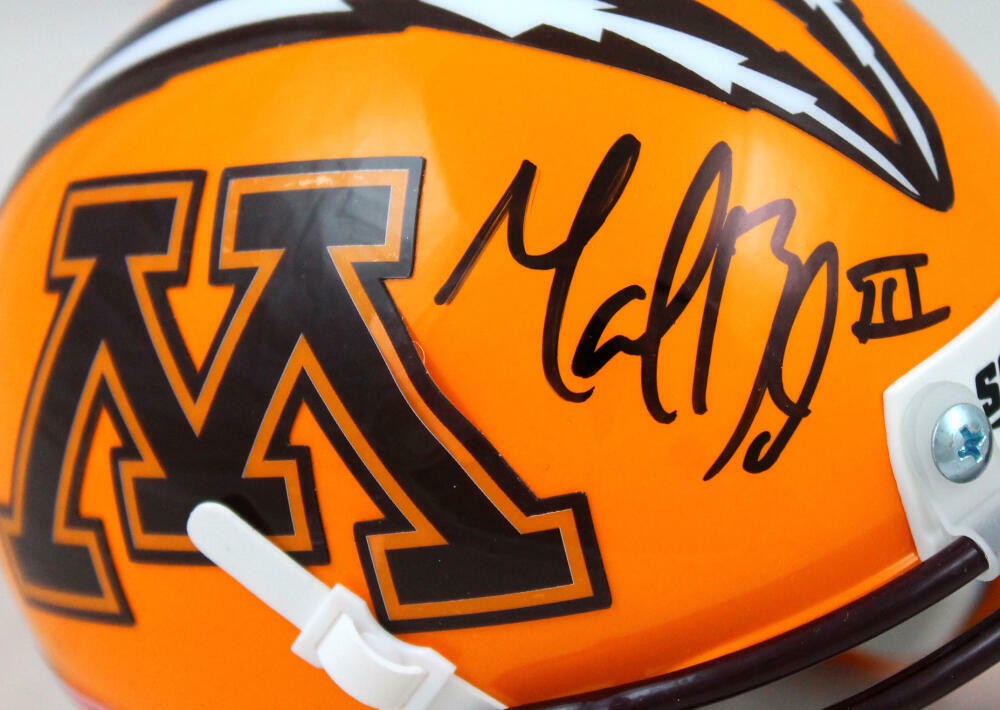 Marion Barber Signed Minnesota Gophers Schutt Goldy Mini Helmet